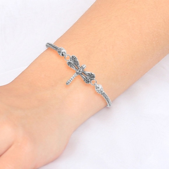 Artisan Crafted Dragonfly Sterling Silver Bracelet - Picture 3 of 6